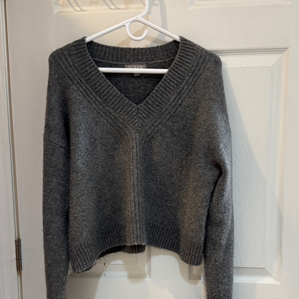 J. Crew Charcoal V-Neck Women's Sweater
